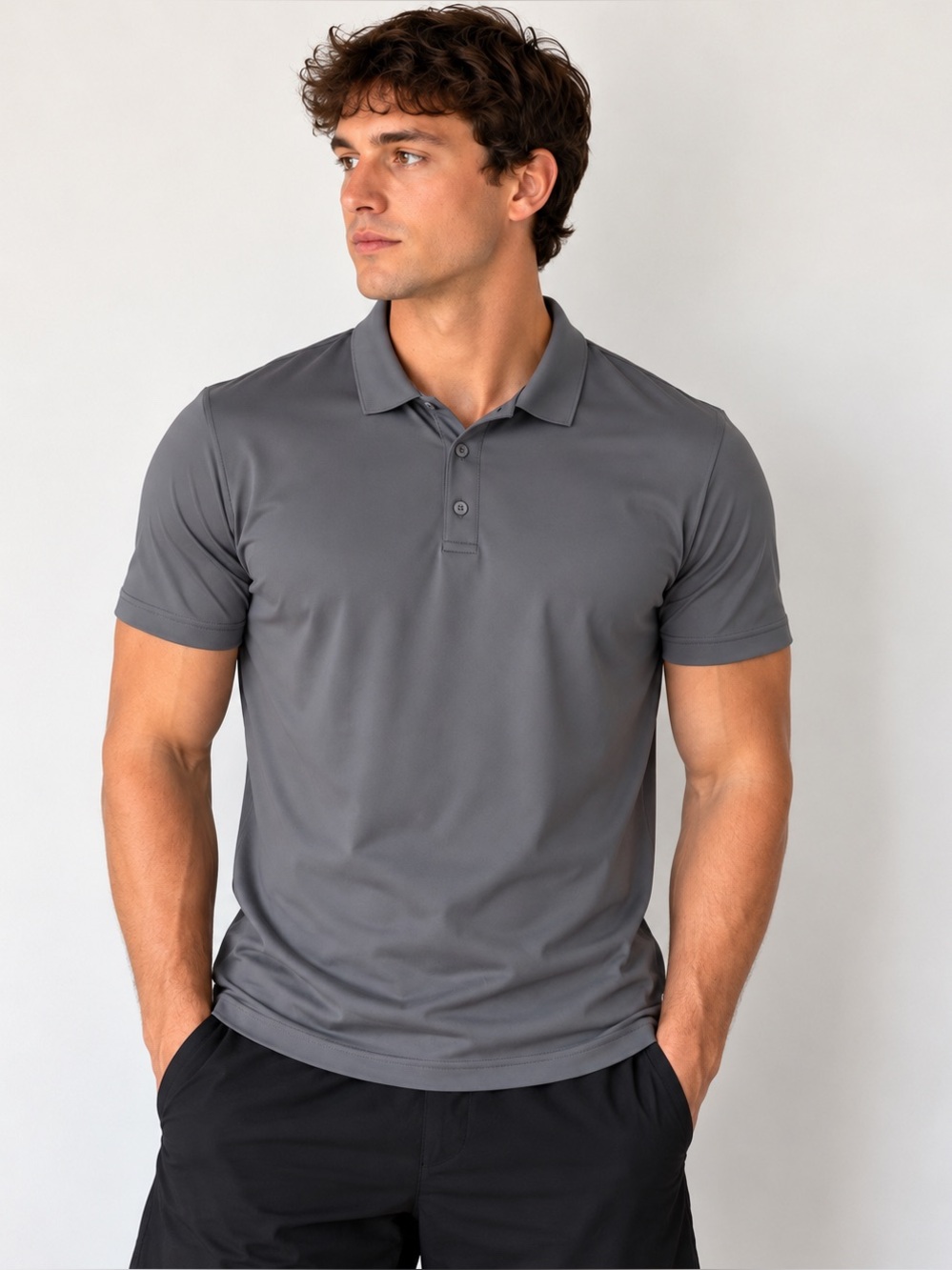 RBX Performance Polo Shirt Men’s Medium Gray Short Sleeve Athletic Activewear